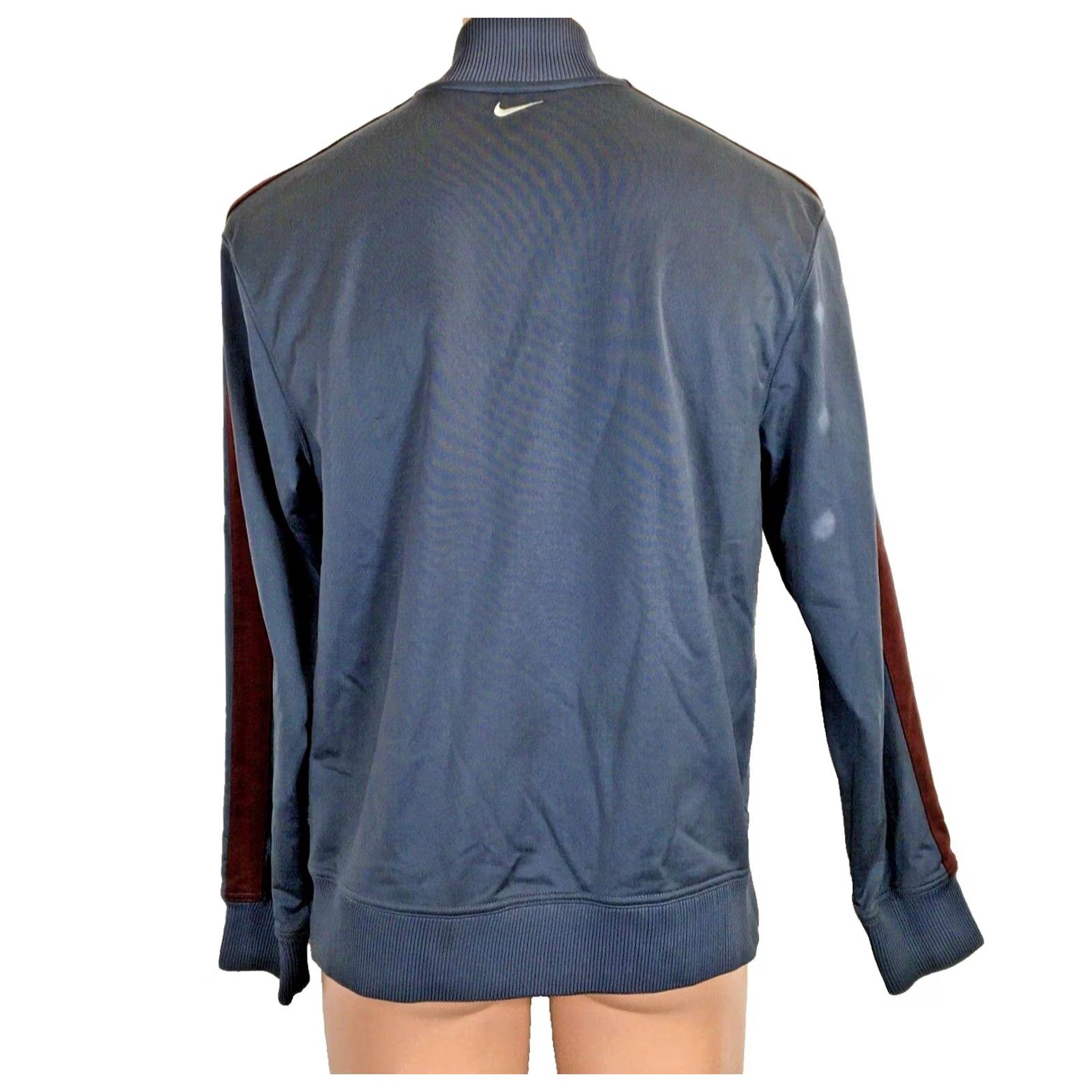 Nike VINTAGE Nike Charcoal Gray Maroon Full Zip Collared Athletic Track Jacket Sz M 90s Mens Size US M / EU 48-50 / 2 - 2 Thumbnail