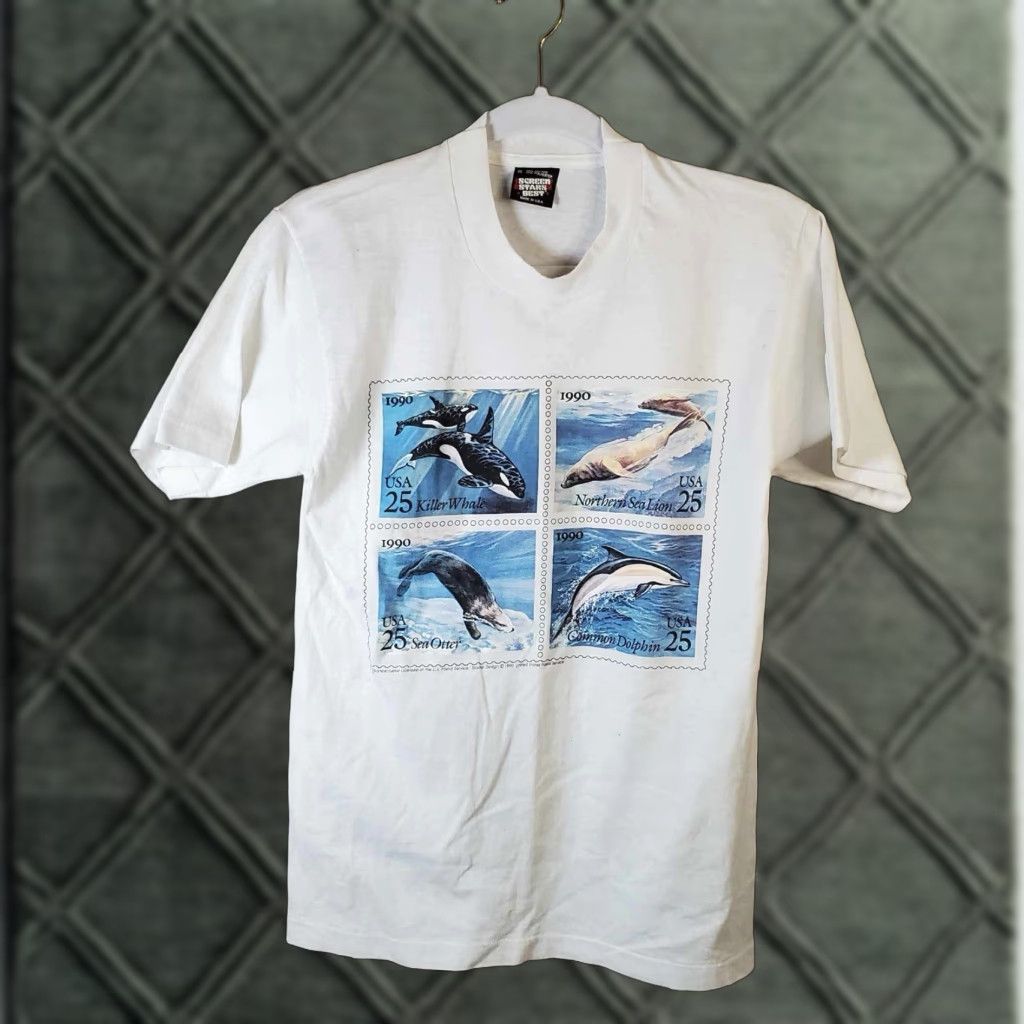 Vintage VINTAGE 90’S USPS T-Shirt Screen Stars White Small Womens XS Stitch United States Post Office Stamp 90s Theme Size S / US 4 / IT 40 - 1 Thumbnail