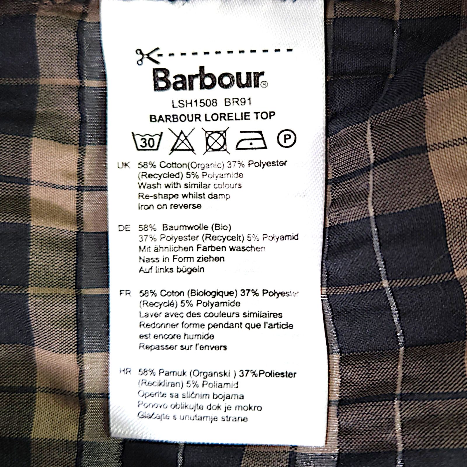Barbour NWT Barbour Lorelie Plaid Popover Top Sz. 12 Praline Check Size XL / US 12-14 / IT 48-50 - 4 Thumbnail