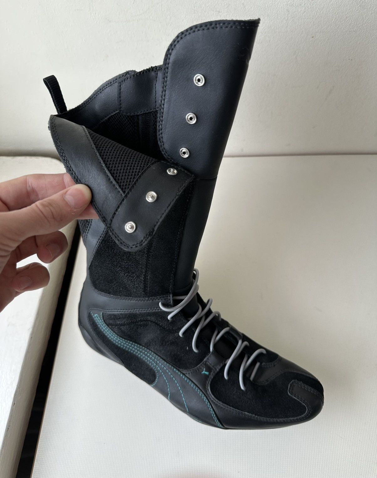 Puma Puma London Trail mid black leather biker boots side zip Size US 8.5 / IT 38.5 - 6 Thumbnail