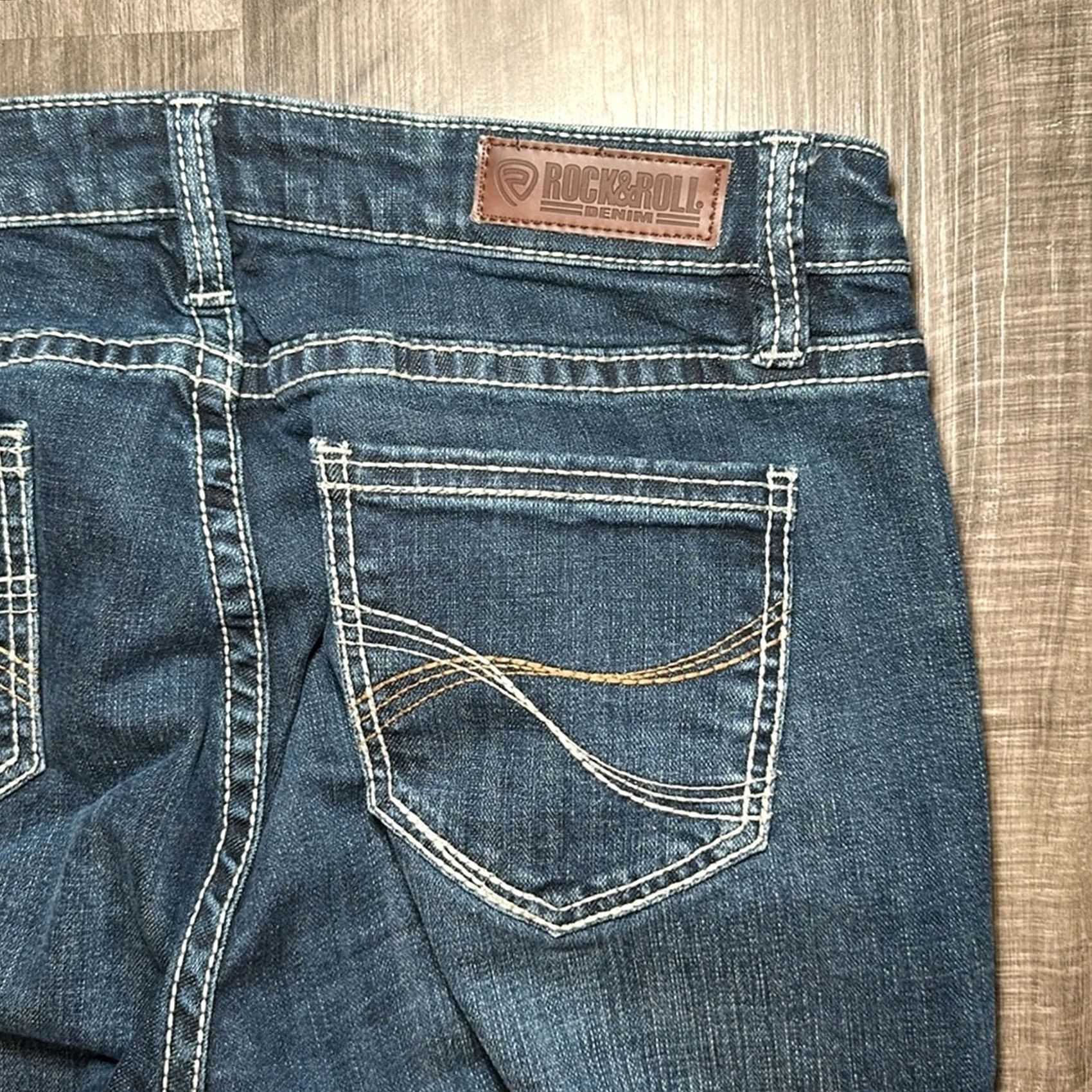 Denime VINTAGE Rock & Roll Denim Bootcut Jeans Women 31 Regular Blue 33x34 90s Style Mens Womens Size 24" / US 00 / IT 34 - 4 Thumbnail