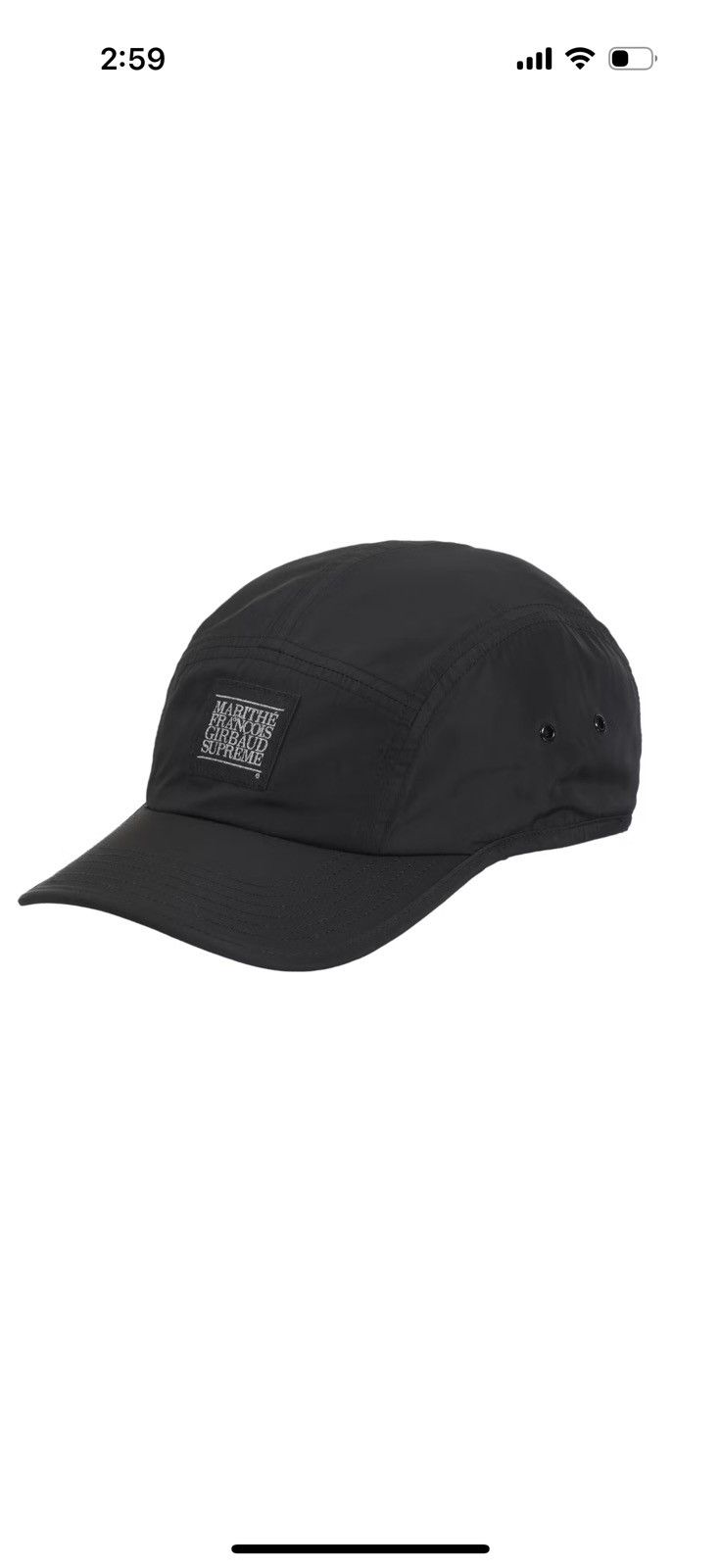Supreme Supreme x Marithe + Francois Girbaud Nylon Camp Cap “Black” Size ONE SIZE - 1 Thumbnail