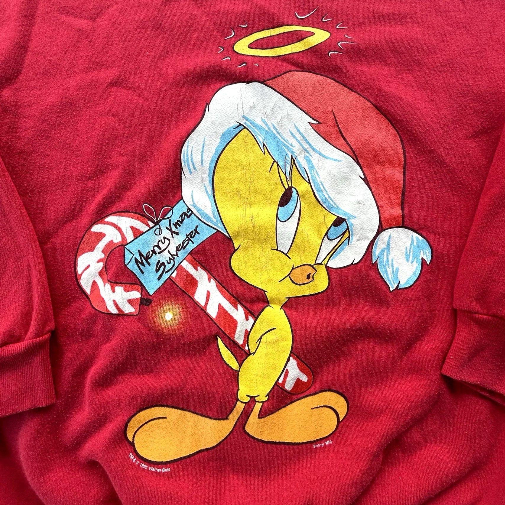 Tultex VTG Tultex Sweatshirt Shirt Adult XL Red Tweety Bird Looney Tunes Logo Pullover Crew Neck Long Sleeve Winter Fall Spring Women Mens Girls Boys Size XL / US 12-14 / IT 48-50 - 2 Thumbnail