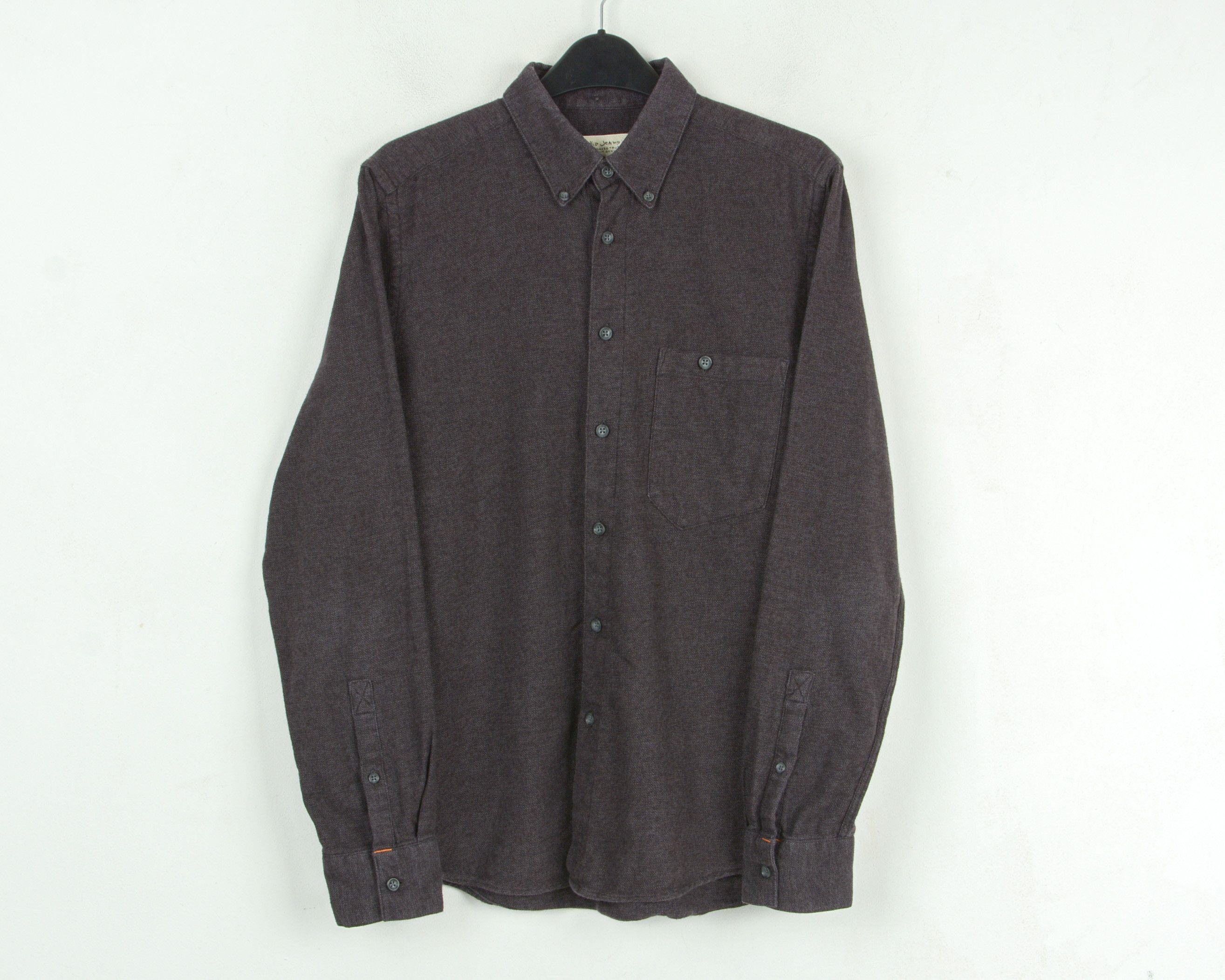 Nudie Jeans Cotton Over Shirt Button Grey Long Sleeve Burgundy Casual Size US S / EU 44-46 / 1 - 1 Thumbnail