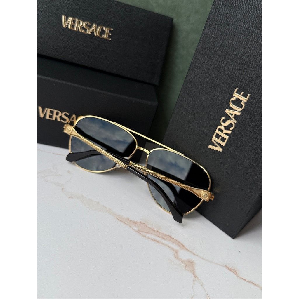 Versace NEW Versace VE2283 Aviator Sunglasses in Gold Grey Size ONE SIZE - 3 Thumbnail