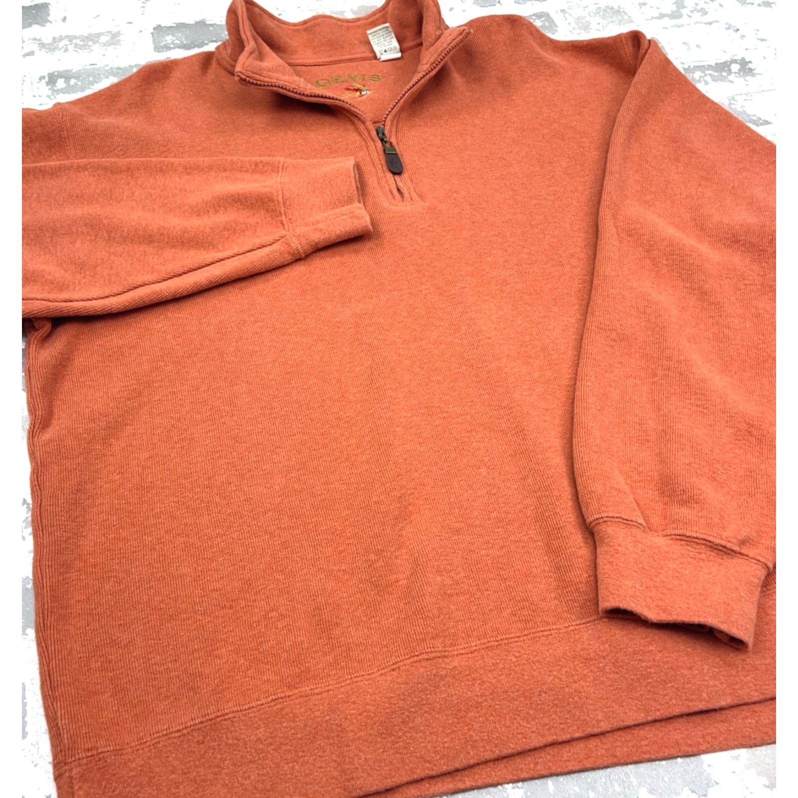 Orvis Orvis Sweater Men XL Orange Pull Over Quarter Zip Knit Sweatshirt Fishing Adult Size US XL / EU 56 / 4 - 3 Thumbnail