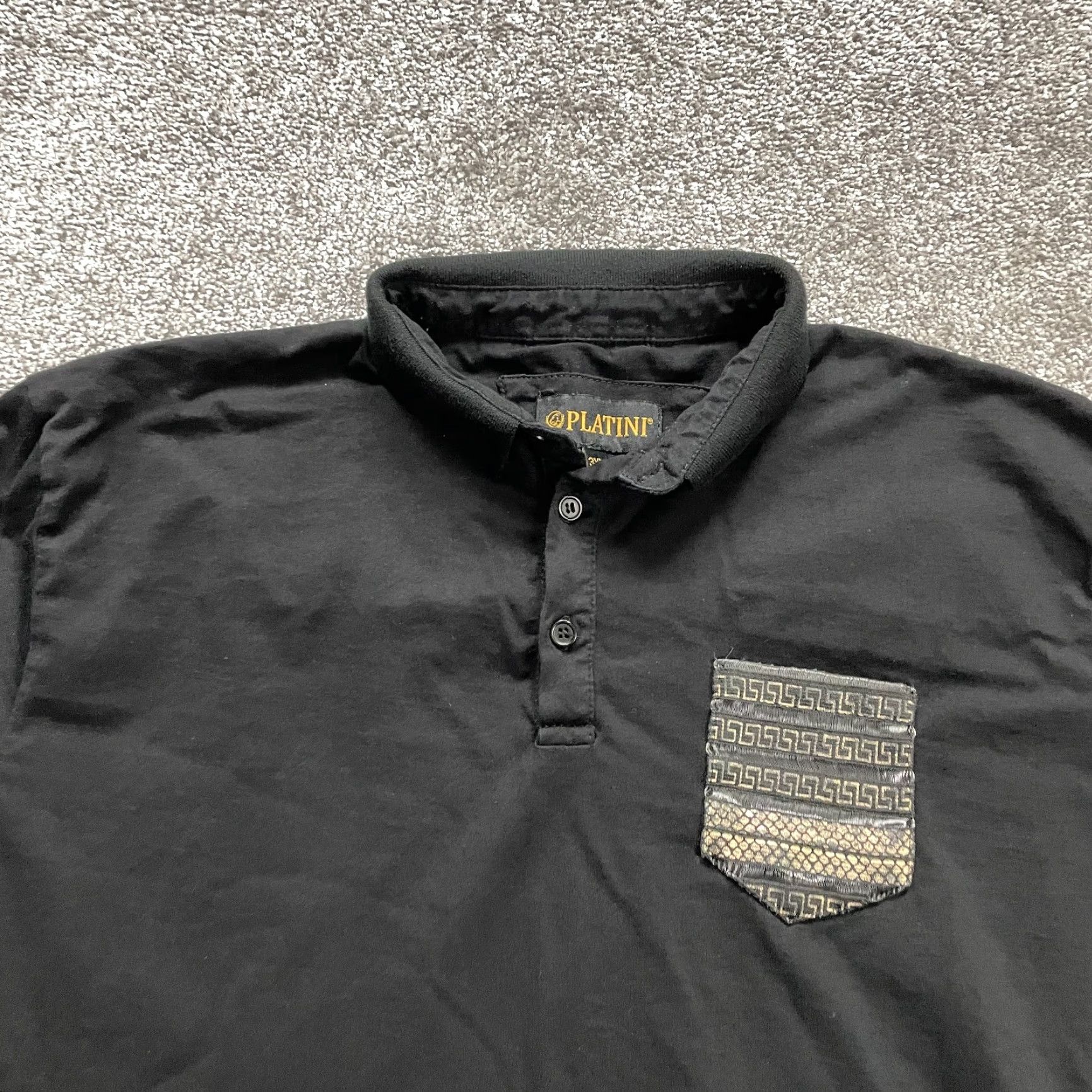 Vintage VINTAGE Platini Men's Polo Shirt 3XL Black Cotton Short Sleeve Casual Sports Golf Tennis Size US XXL / EU 58 / 5 - 3 Thumbnail