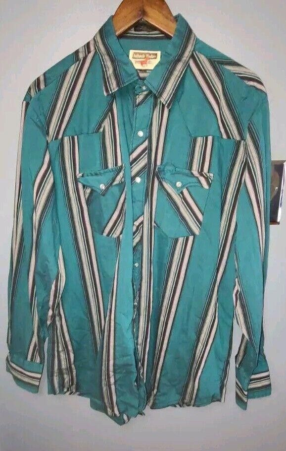 Designer Authentic Western Youngblood Men's Button Down XL Teal Black Size US XL / EU 56 / 4 - 1 Thumbnail