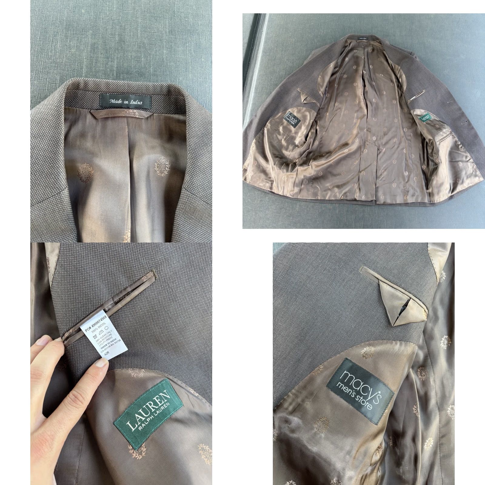 Ralph Lauren Ralph Lauren Suit 3 Piece Brown Wool 42R 2-Button Single-Breasted Jacket/Blazer/Vest/Pants 36x29 Mens Reg Professionals Wedding Size 42R - 8 Thumbnail