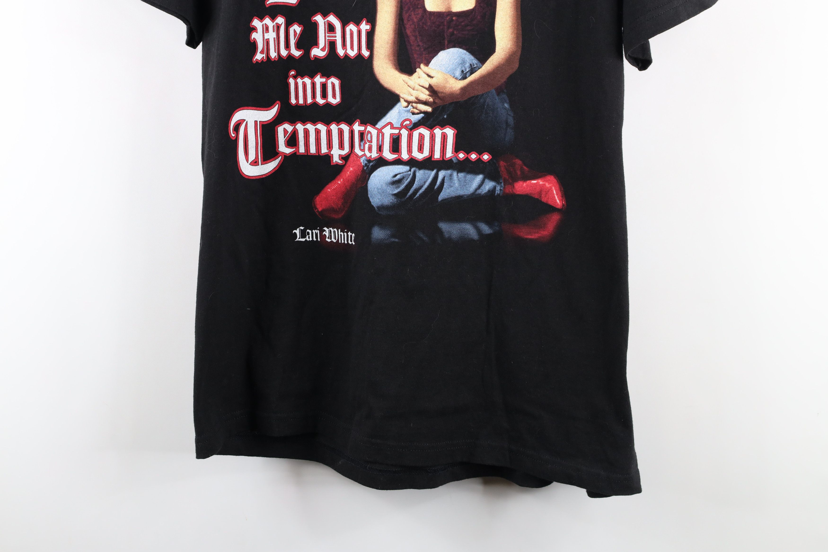 Vintage Vintage 90s Not Into Temptation Lari White Band T-Shirt USA Size US L / EU 52-54 / 3 - 3 Thumbnail