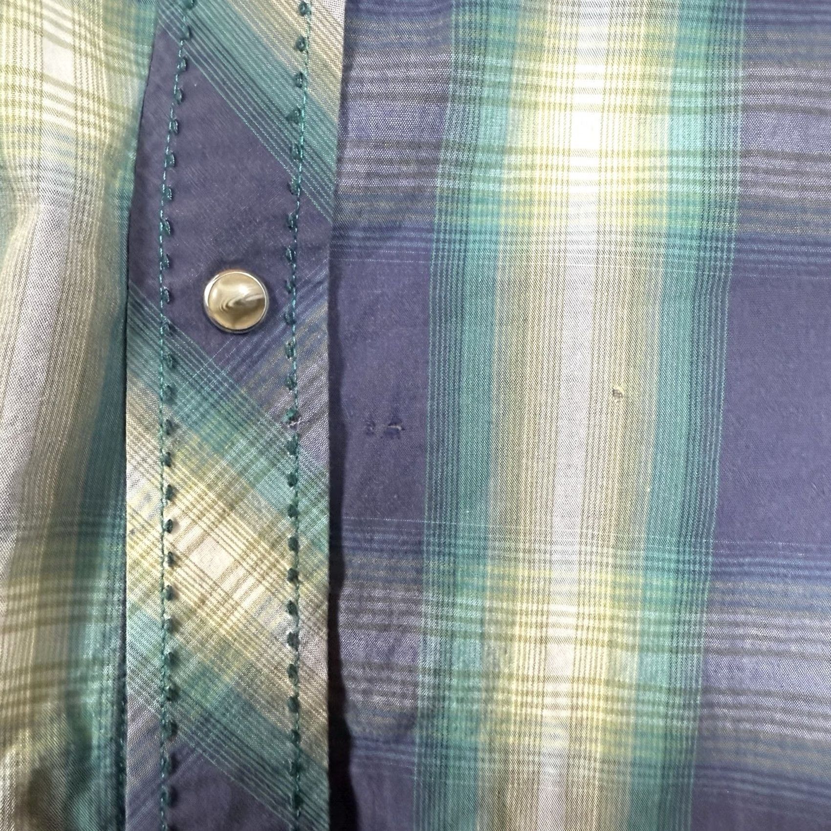 Wrangler VINTAGE Wrangler Shirt Mens Large Blue Green Plaid Pearl Snap Button-Down 80s Western Cowboy Retro Size US L / EU 52-54 / 3 - 5 Thumbnail