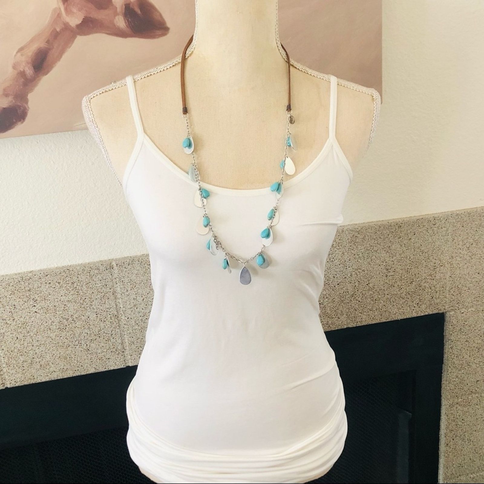 Jewelry Plunder teardrop turquoise suede cord adjustable necklace Size ONE SIZE - 4 Thumbnail