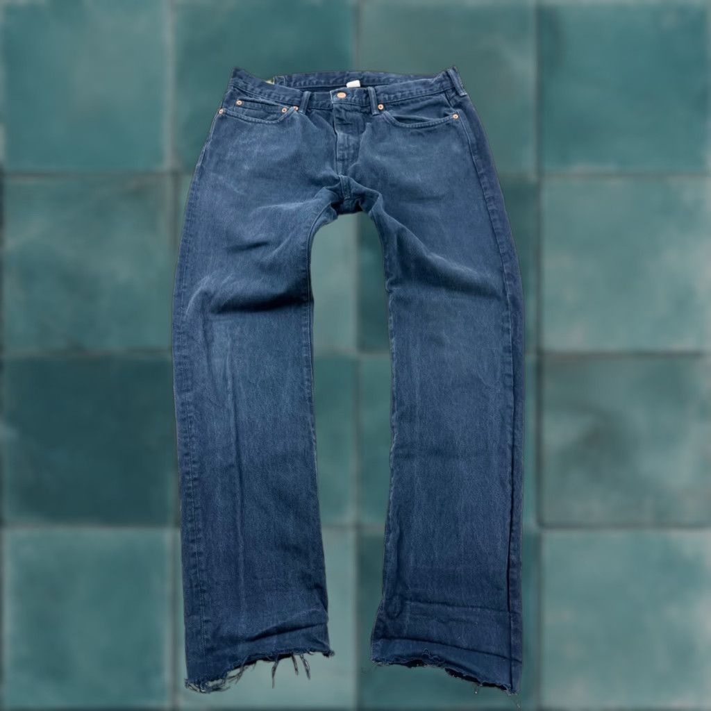 J.Crew J.Crew Jeans Men 34x34 Denim Mid Rise Straight Leg Frayed Hem Blue 5-Pocket Dark Wash Casual Preppy Mens Size US 34 / EU 50 - 1 Thumbnail
