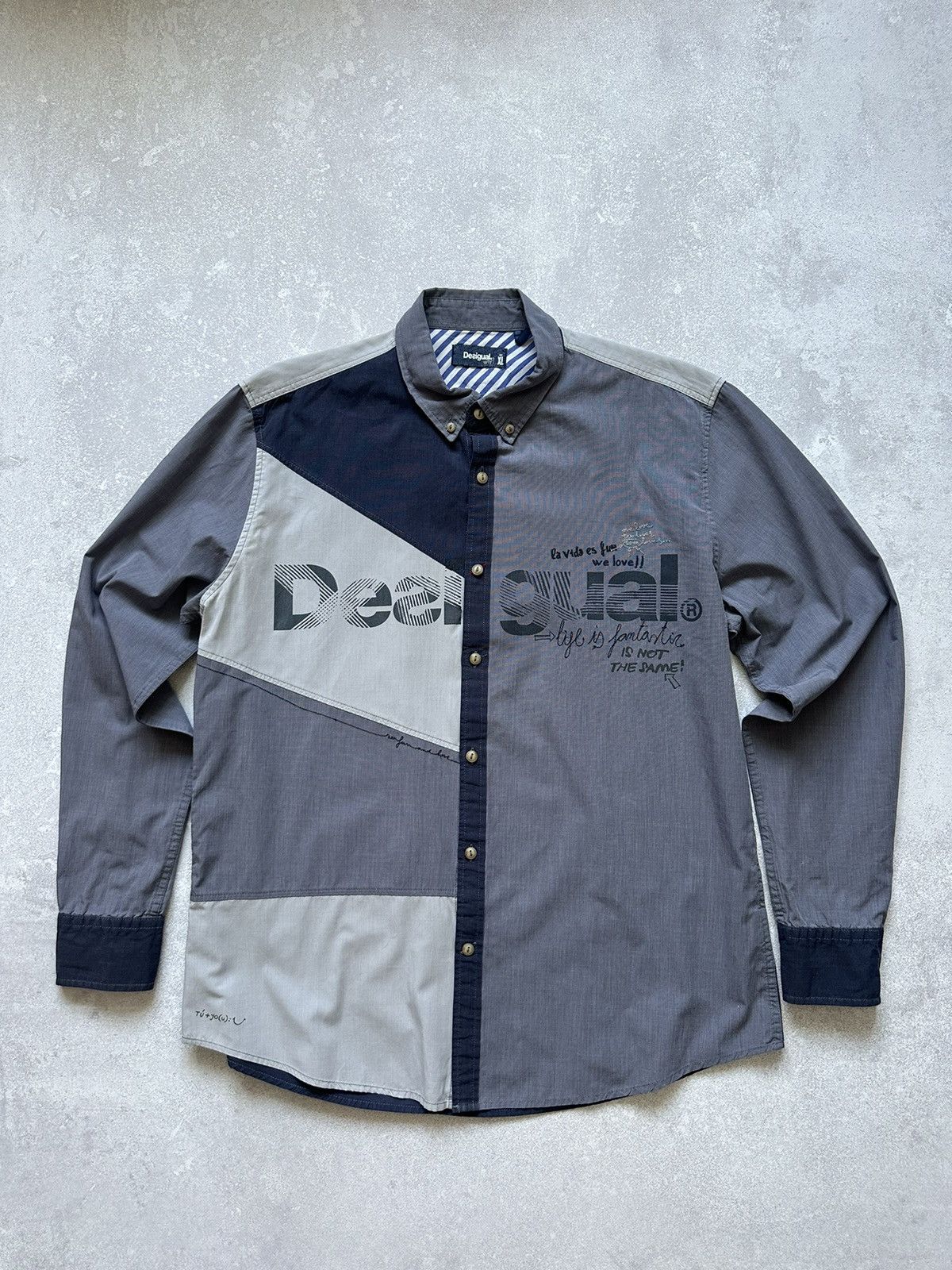 Desigual DESIGUAL Regular Fit Blue Check Plaid Long Sleeve Size XL Size US XL / EU 56 / 4 - 1 Thumbnail
