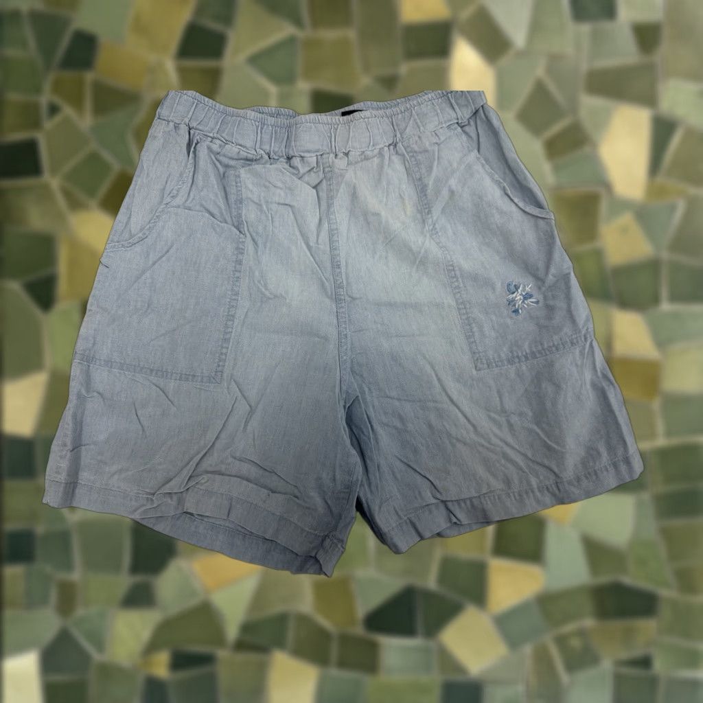 Vintage Mizz Lizz Womens Shorts Chambray Blue Floral High Waisted Vintage Shorts S Small Womens Size 28" / US 6 / IT 42 - 1 Thumbnail