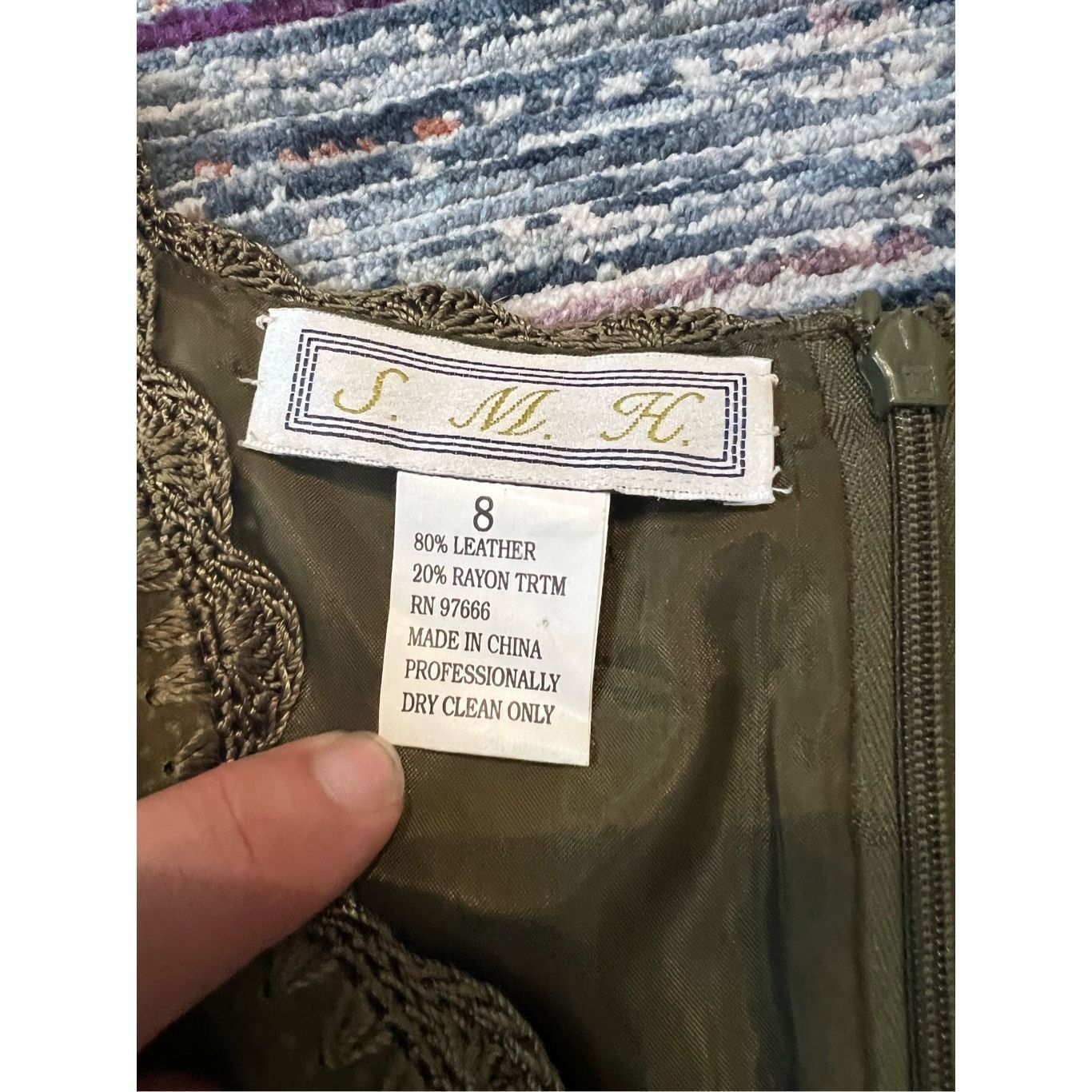 Other S.M.H. Boutique Patchwork Leather Olive Midi Dress Size 8 Size M / US 6-8 / IT 42-44 - 5 Thumbnail