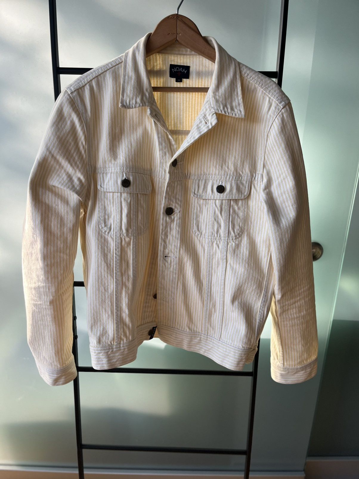 Noah Yellow Stripped Denim Trucker Jacket