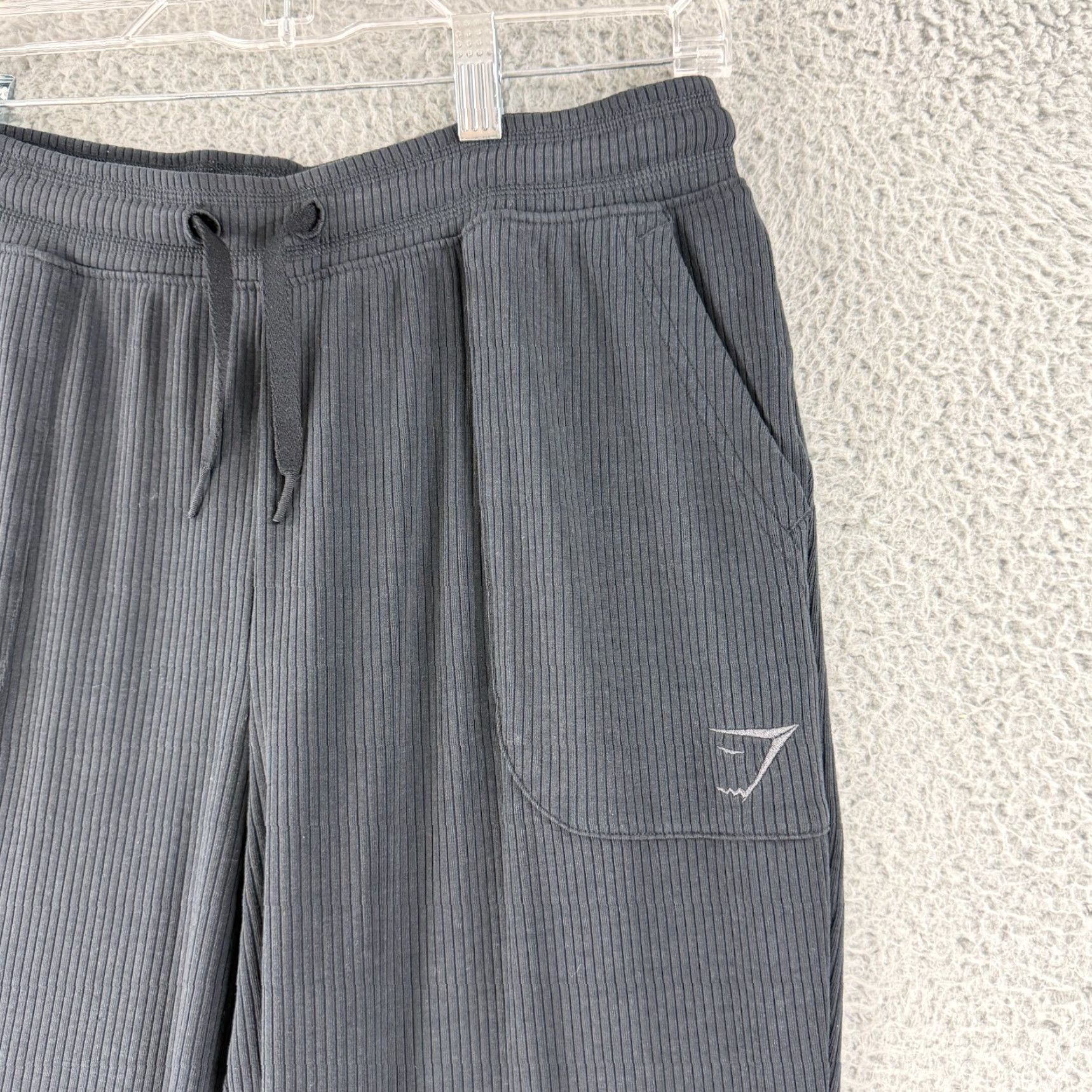 Gymshark Gymshark Flare Yoga Pants Womens M Black Ribbed Pull On Drawstring Stretch Pants Size 32" / US 10 / IT 46 - 2 Thumbnail