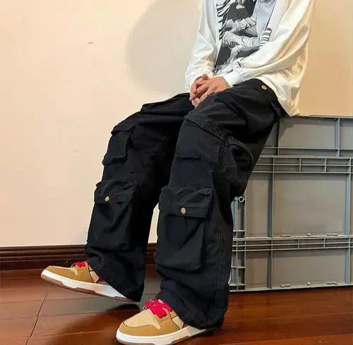Jean Black Cargo Multi Pocket Pants Size US 32 / EU 48 - 3 Thumbnail