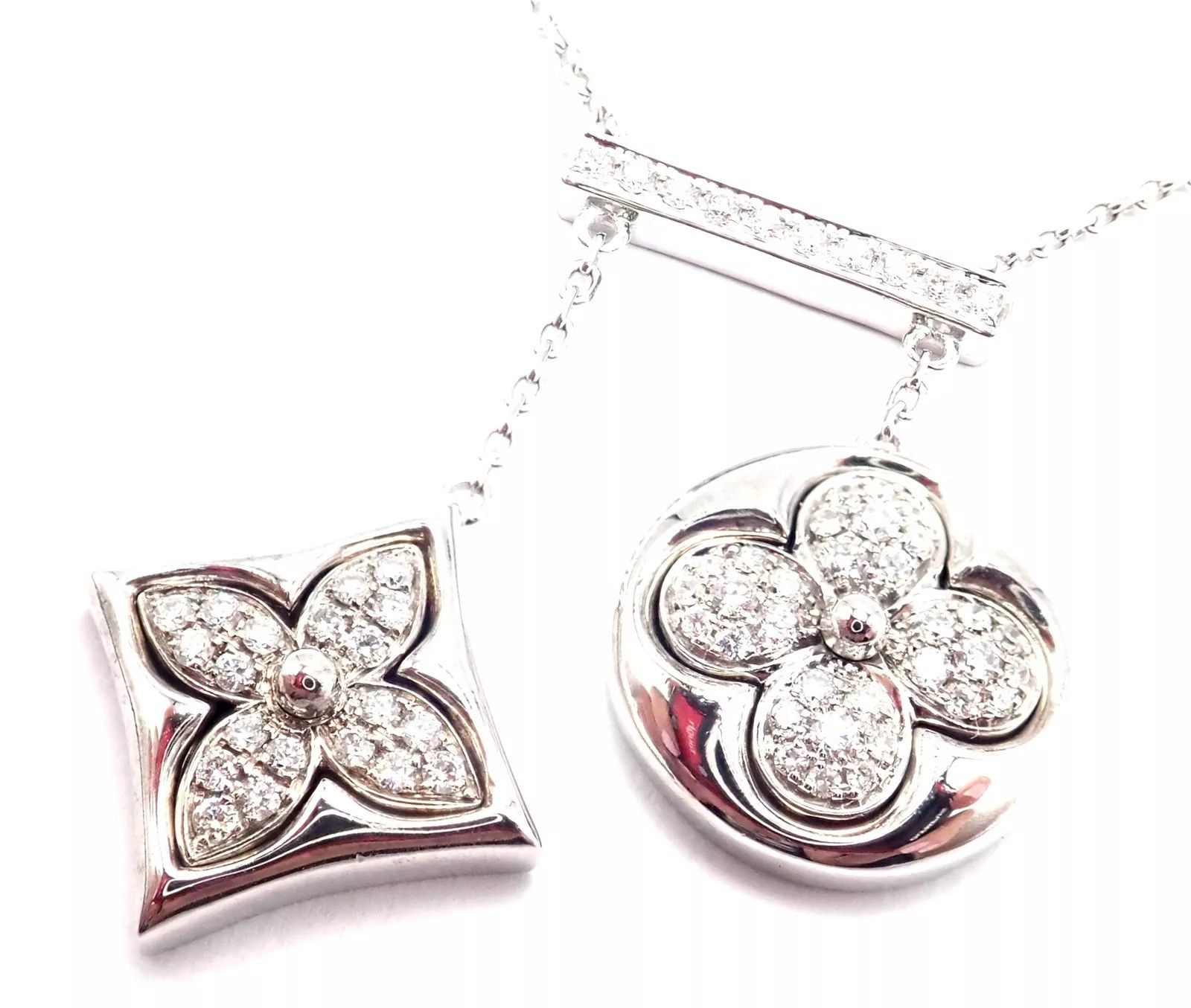 Louis Vuitton Louis Vuitton 18k White Gold Diamond Link Pendant Necklace Size ONE SIZE - 3 Thumbnail