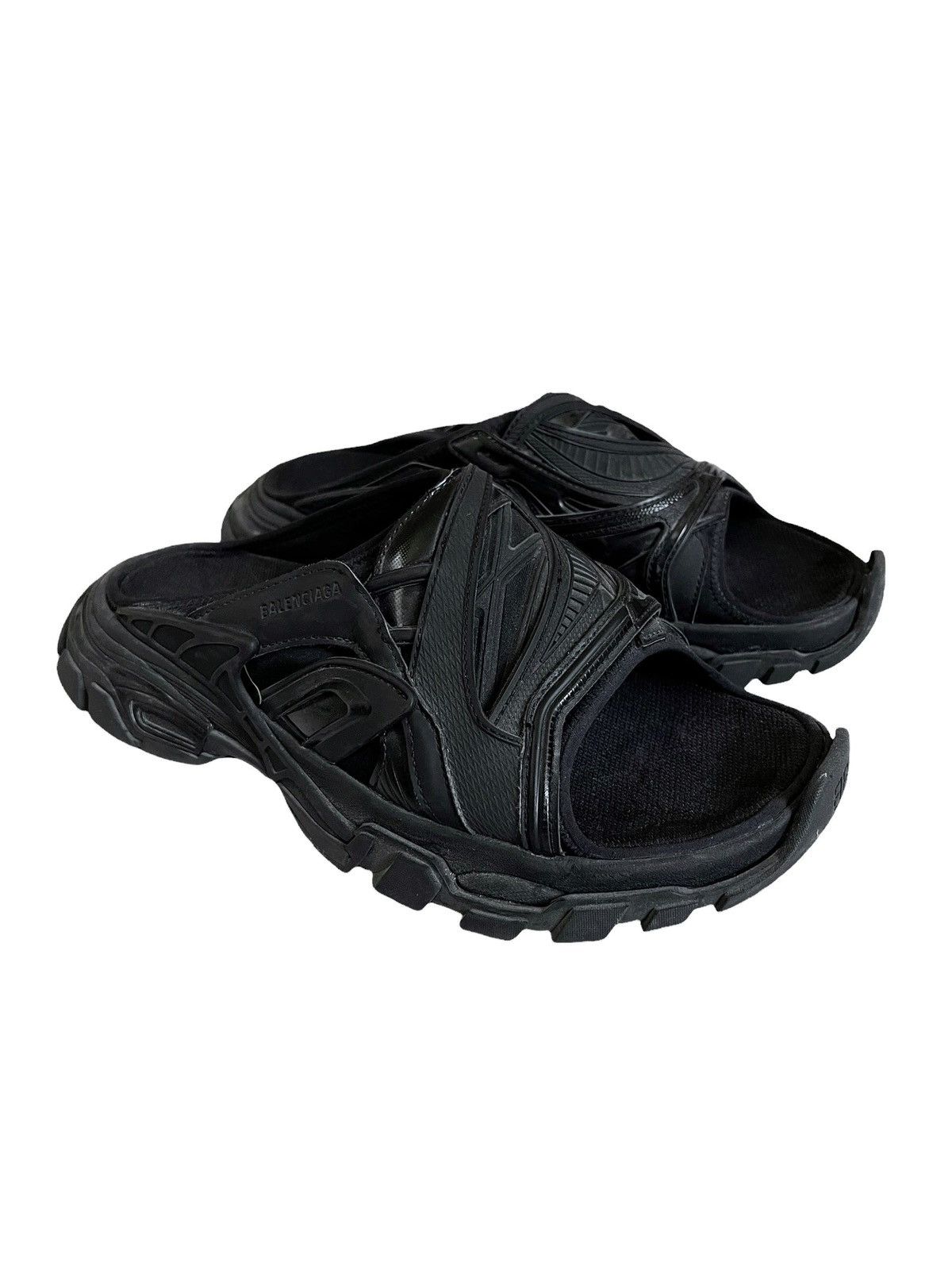 image of Balenciaga Sz43 Track Runner Sandal Slide Black, Men's (Size 10)