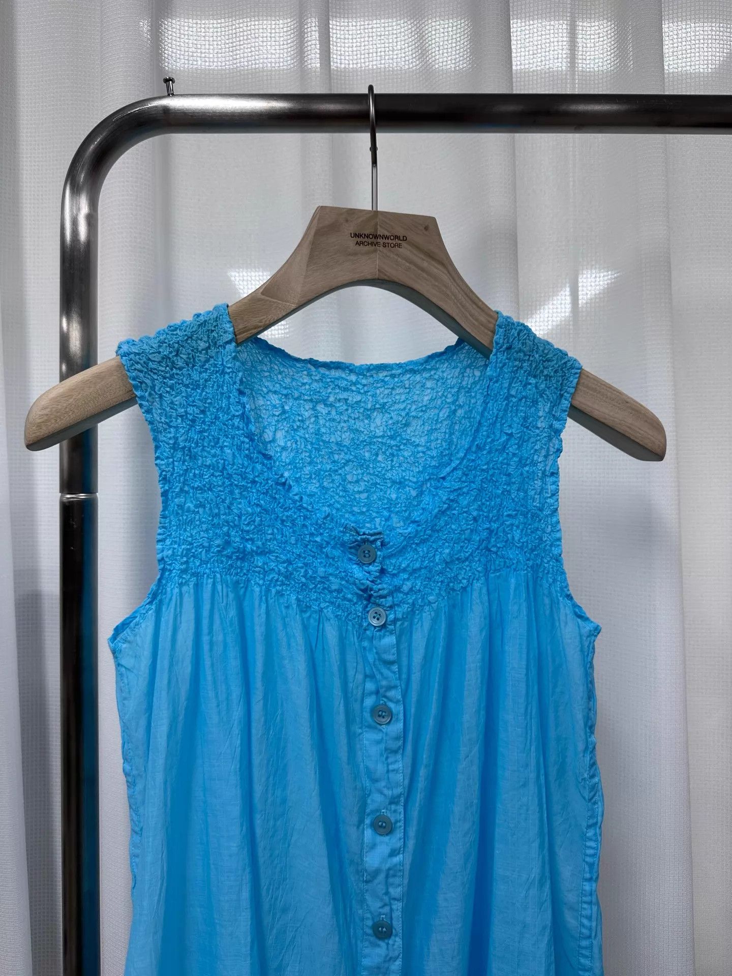 Issey Miyake Issey Miyake Me Pleated Water Blue Top Size ONE SIZE - 3 Thumbnail