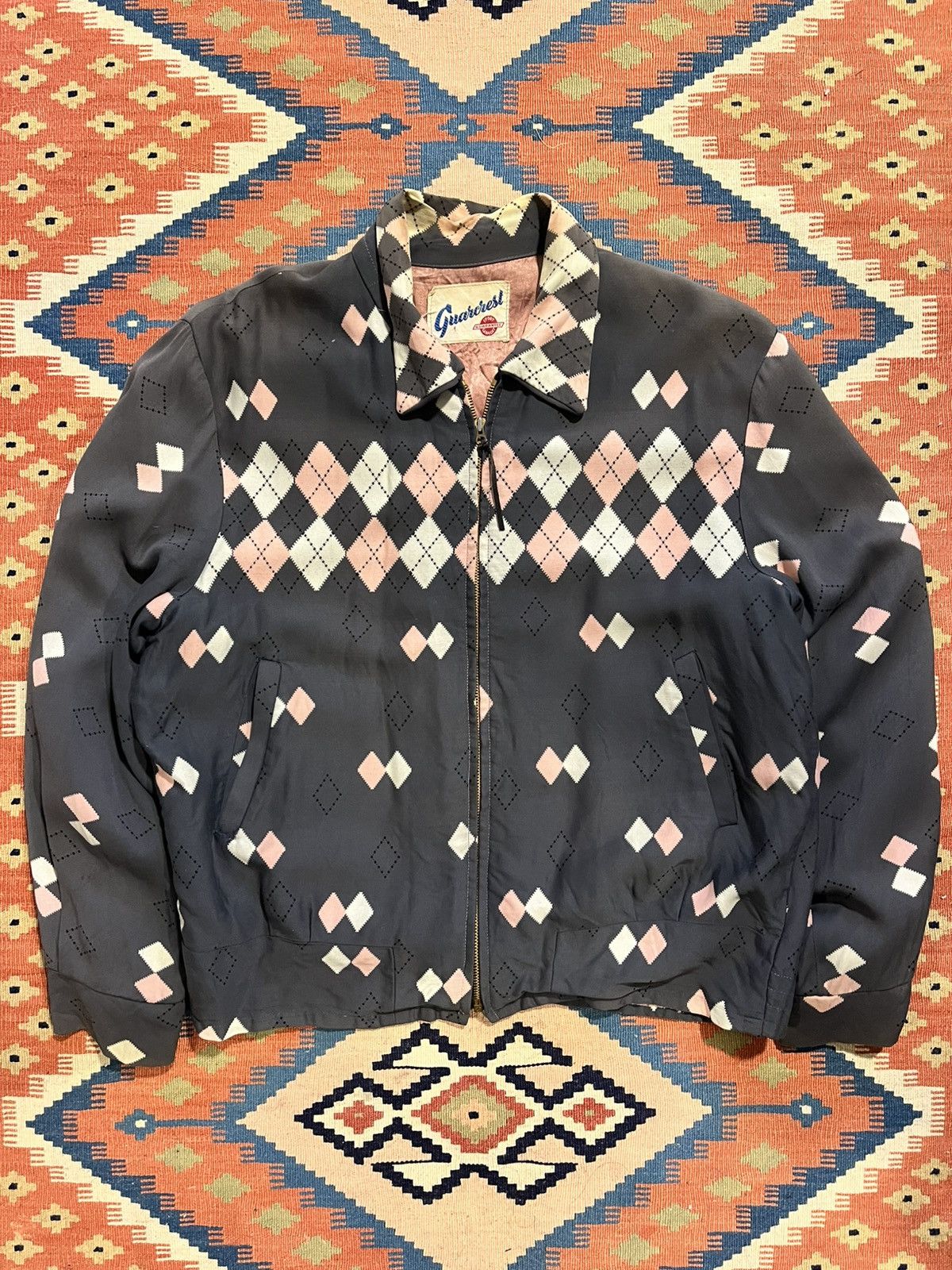 Vintage Vintage 50’s Rayon Gaberdine Atomic Argyle Ricky Jacket Sz L Size US L / EU 52-54 / 3 - 1 Thumbnail