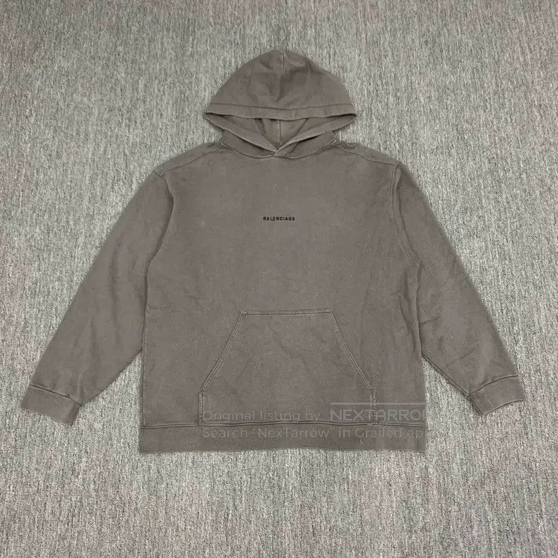 Balenciaga Balenciaga Gray Front and Back Embroidered Hoodie Sweatshi Size US S / EU 44-46 / 1 - 1 Thumbnail