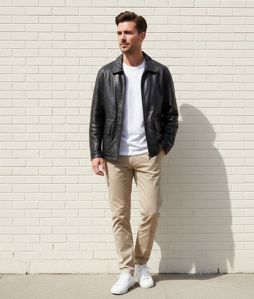 Vintage Offset Wear Men L Jacket Black Leather Soft Pilot 0496 Size US L / EU 52-54 / 3 - 1 Thumbnail