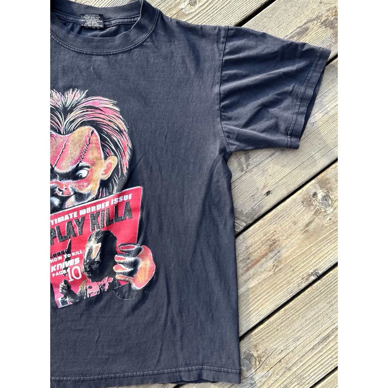 Vintage CH Gold Series Chucky Childs Play Horror Movie Killa Graphic Tee Shirt Black Mens M Size US M / EU 48-50 / 2 - 3 Thumbnail