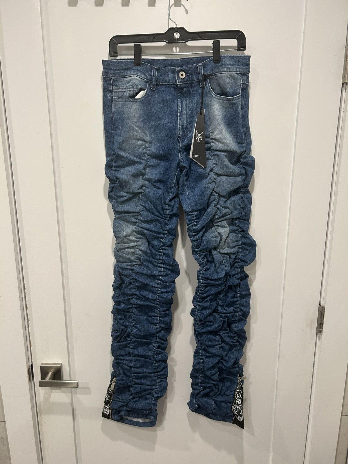 Marc Jacques Burton MJB Light Wash Stack Pant Zip Flair Size US 30 / EU 46 - 1 Thumbnail