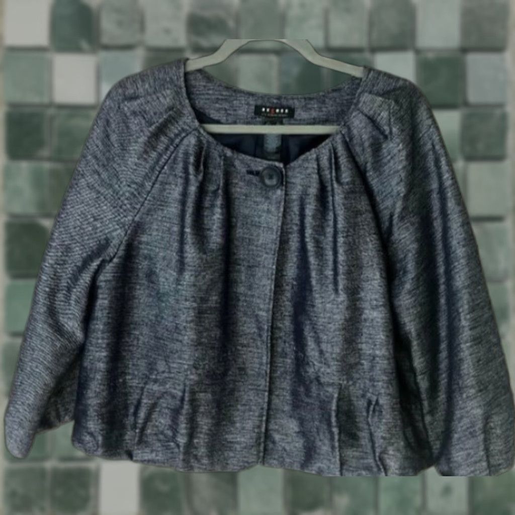 Liz Claiborne VINTAGE Axcess Liz Claiborne Cropped Coat Womens XL Gray Metallic Style Size XL / US 12-14 / IT 48-50 - 1 Thumbnail