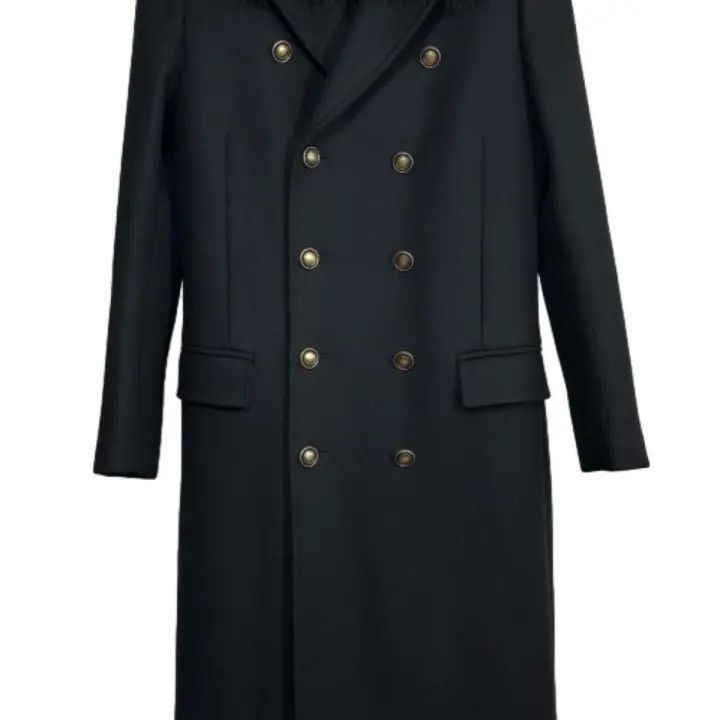 Saint Laurent Paris Yves Saint Laurent Double-Breasted Long Coat 0079 Size S / US 4 / IT 40 - 1 Thumbnail