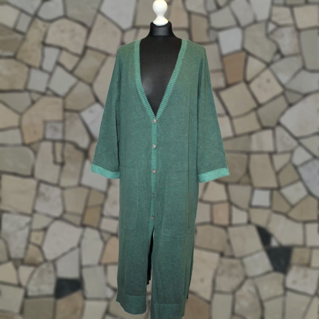 Vintage Gudrun Sjoden Womens Cardigan Jumper L Green Linen Cotton JW-OFFICIAL 90s? Size L / US 10 / IT 46 - 1 Thumbnail