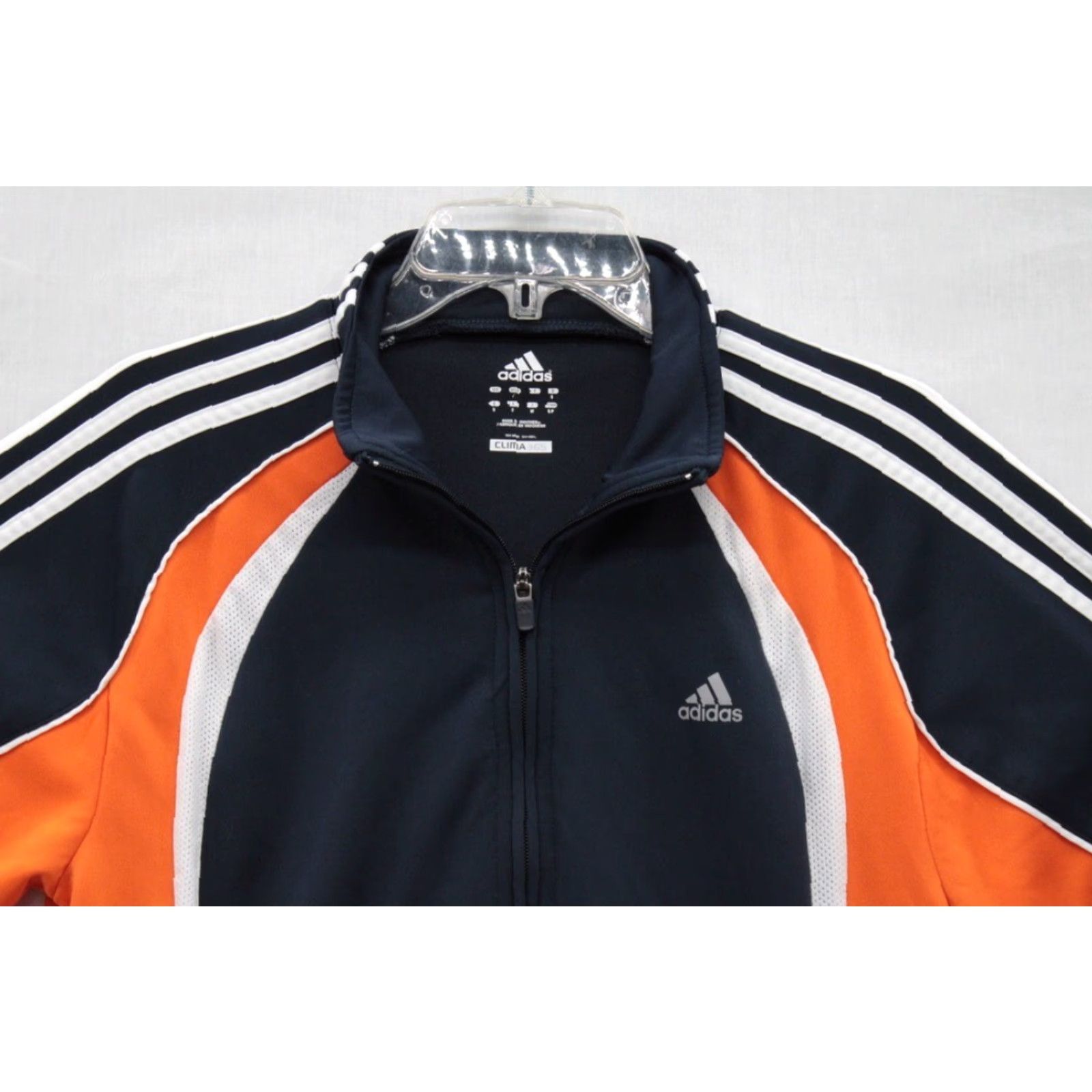 Adidas Adidas Clima365 Jacket Mens Small Blue Orange Performance Track Jacket No Pockets Vented 40in Chest 33" Neck to Cuff 20" Pit to Pit Size US S / EU 44-46 / 1 - 3 Thumbnail