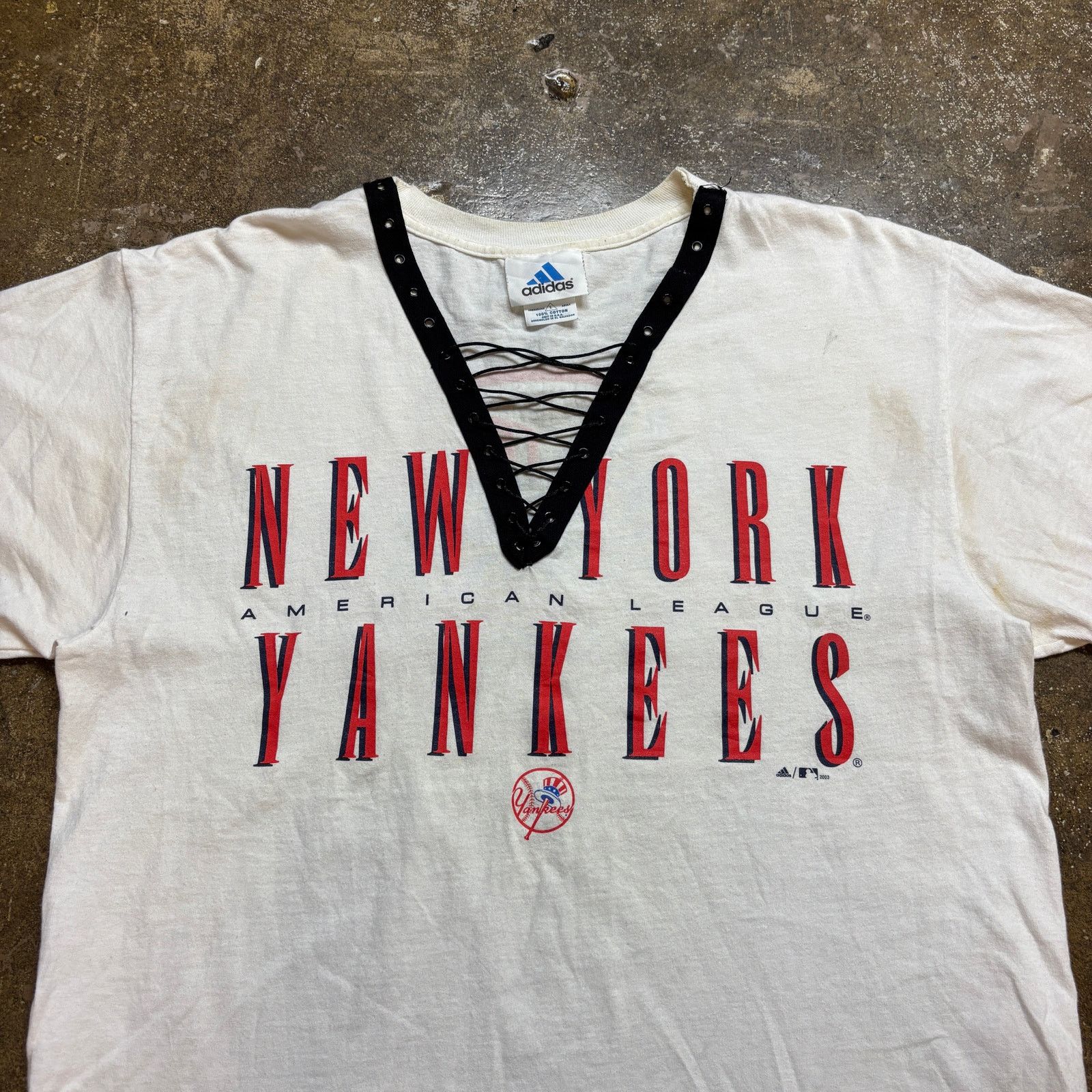 Adidas × New York Yankees × Vintage Vintage 2003 Adidas New York Yankees V Neck Shirt Men's L Size US L / EU 52-54 / 3 - 2 Thumbnail