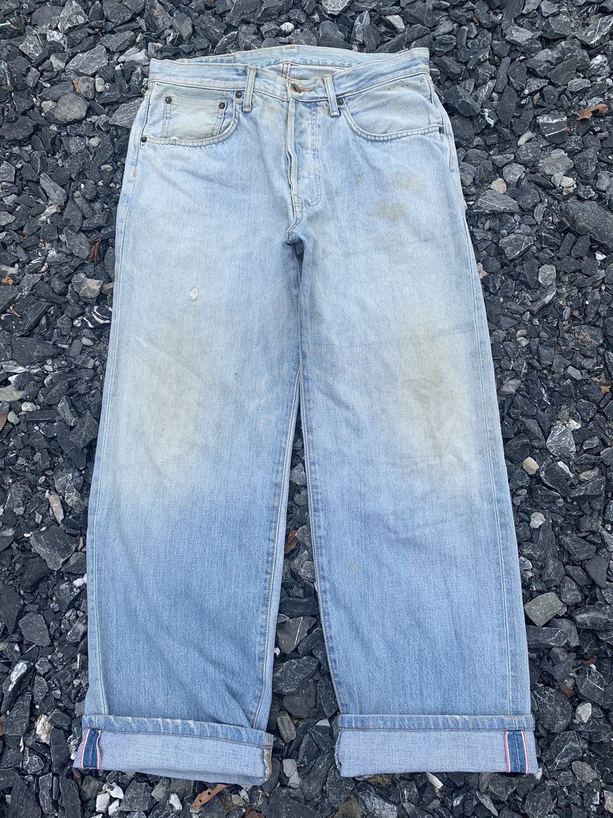 Edwin × Kapital × Vintage EDWIN 505 SELVEDGE BUTTON FLY BAGGY FADED DISTRESSED DENIM Size US 32 / EU 48 - 5 Thumbnail