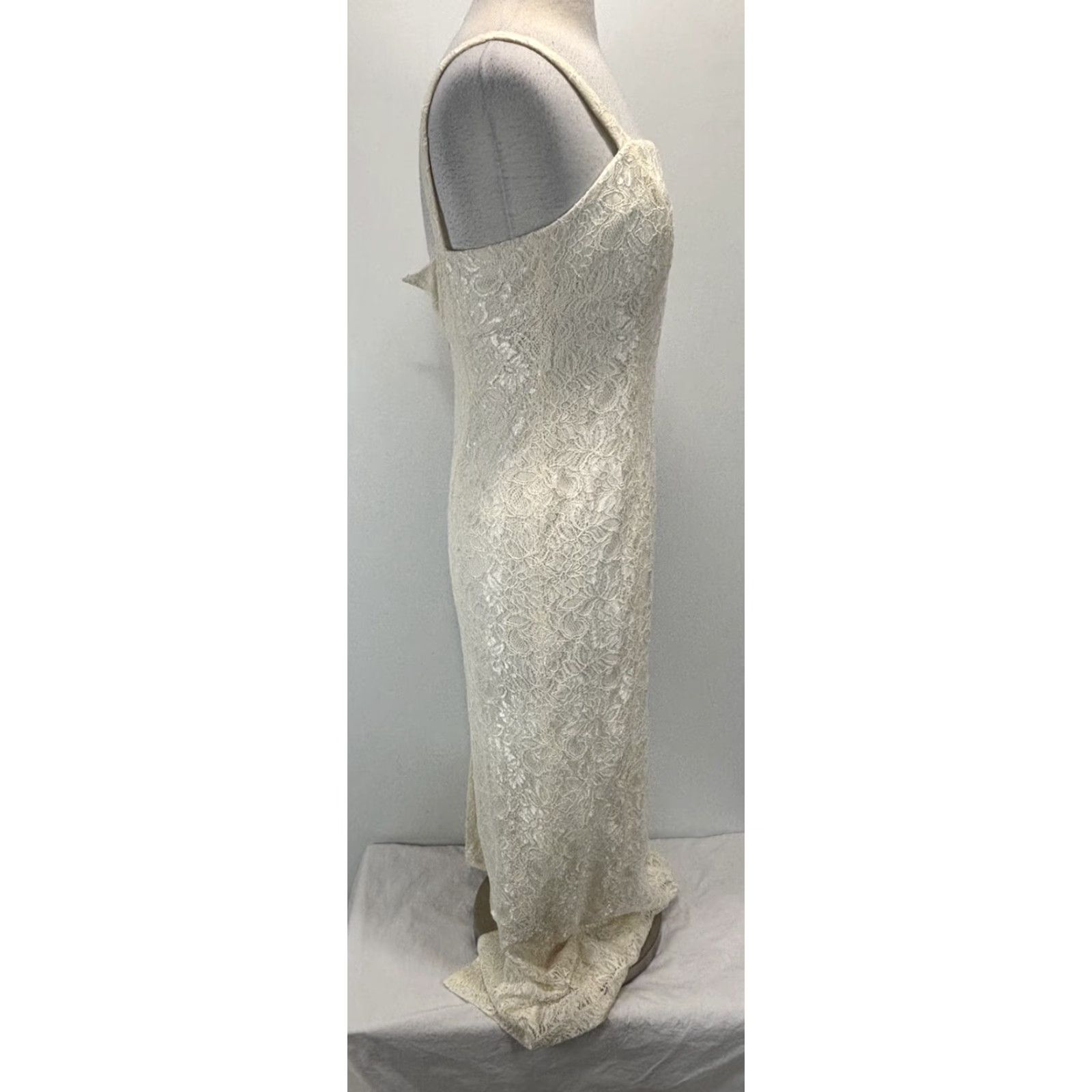 Alex Evenings Alex Evenings Dress Long Lace Overlay Maxi Sheath Ivory Square Neck Zip Back Wedding 6 Womens Size M / US 6-8 / IT 42-44 - 4 Thumbnail