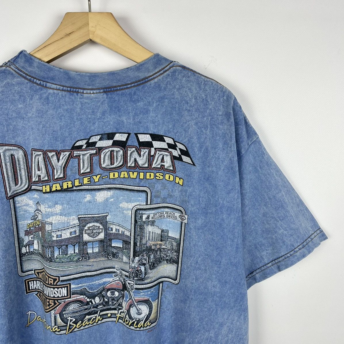 Harley Davidson Vintage Harley Davidson Daytona biker washed rare tee 2001 Size US XL / EU 56 / 4 - 3 Thumbnail