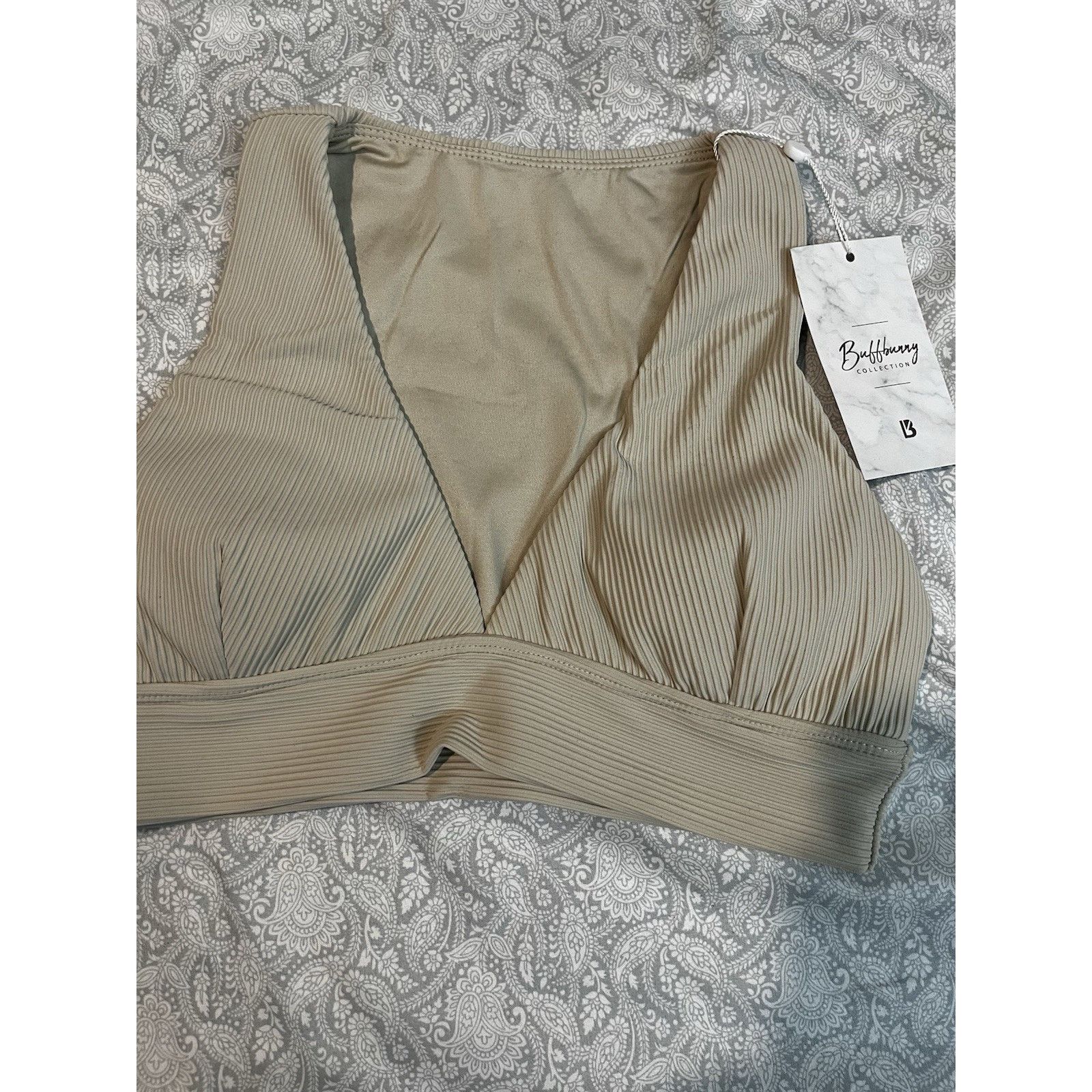 Other Buffbunny Collection Ribbed Deep V Tank Sports Bra Beige Size M / US 6-8 / IT 42-44 - 1 Thumbnail