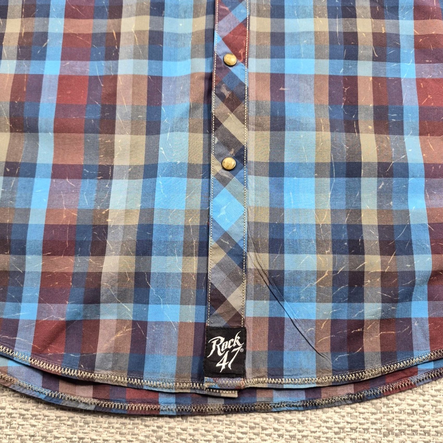 47 Rock 47 Wrangler Shirt Mens XL Blue Plaid Long Sleeve Western Snap Embroidered Size US XL / EU 56 / 4 - 4 Thumbnail