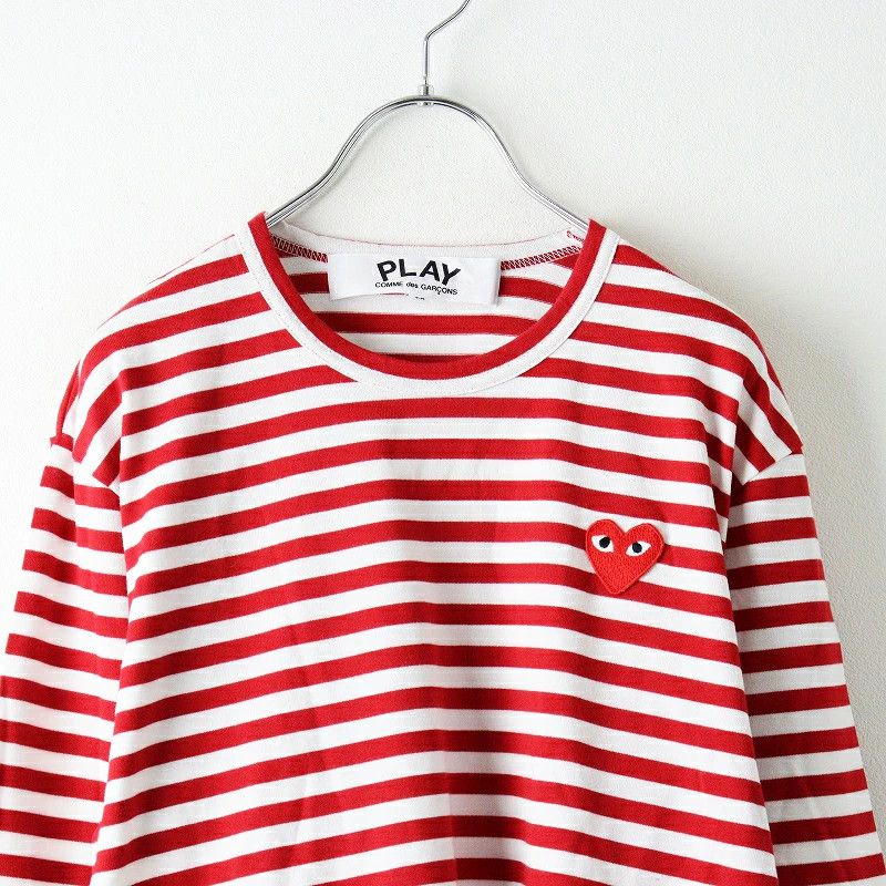 Comme des Garcons PLAY T-Shirts Cotton Long Sleeve Crewneck Stripe Red Size US M / EU 48-50 / 2 - 3 Thumbnail