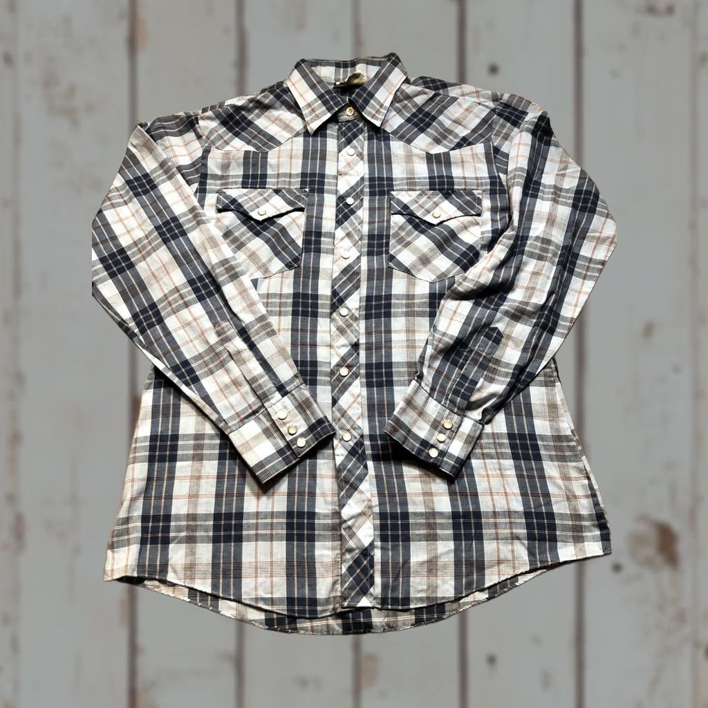 Saturdays NYC VINTAGE Saturdays Western Shirt Mens Large Blue Plaid Pearl Snap Long Sleeve 70s Size US L / EU 52-54 / 3 - 1 Thumbnail