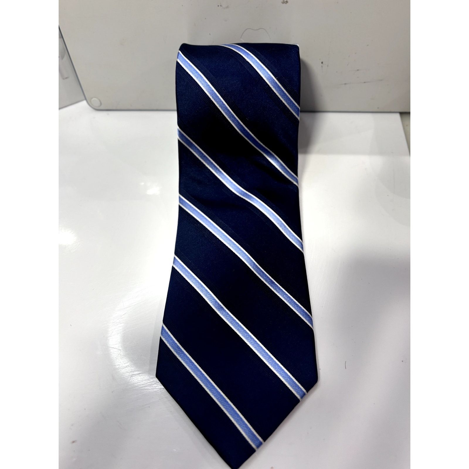 U.S. Polo Assn. U.S. POLO ASSN. Silk Navy White Light Blue Strip Neck Tie Size ONE SIZE - 3 Thumbnail