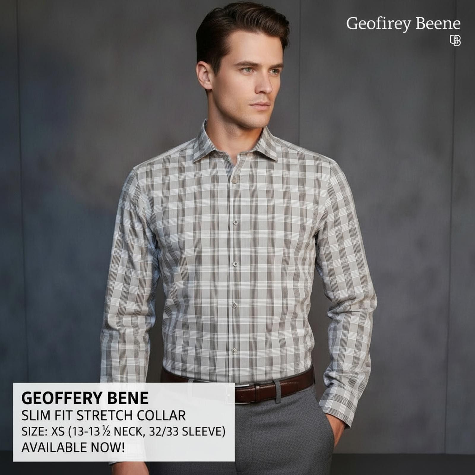 Other Geoffrey Beene Slim Fit Stretch Collim Fit Checkered Shirt - Size US XS / EU 42 / 0 - 2 Thumbnail