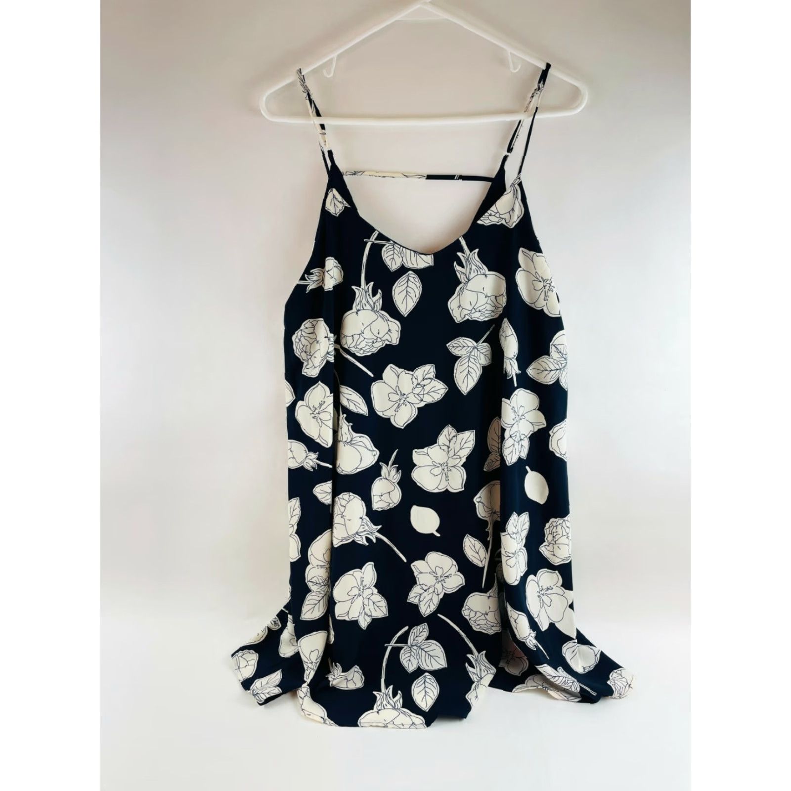 Vintage Everly Tank Dress Women's Large Black White Floral Sleeveless Above Knee Edgy Shift Tank Dress Size L / US 10 / IT 46 - 2 Thumbnail