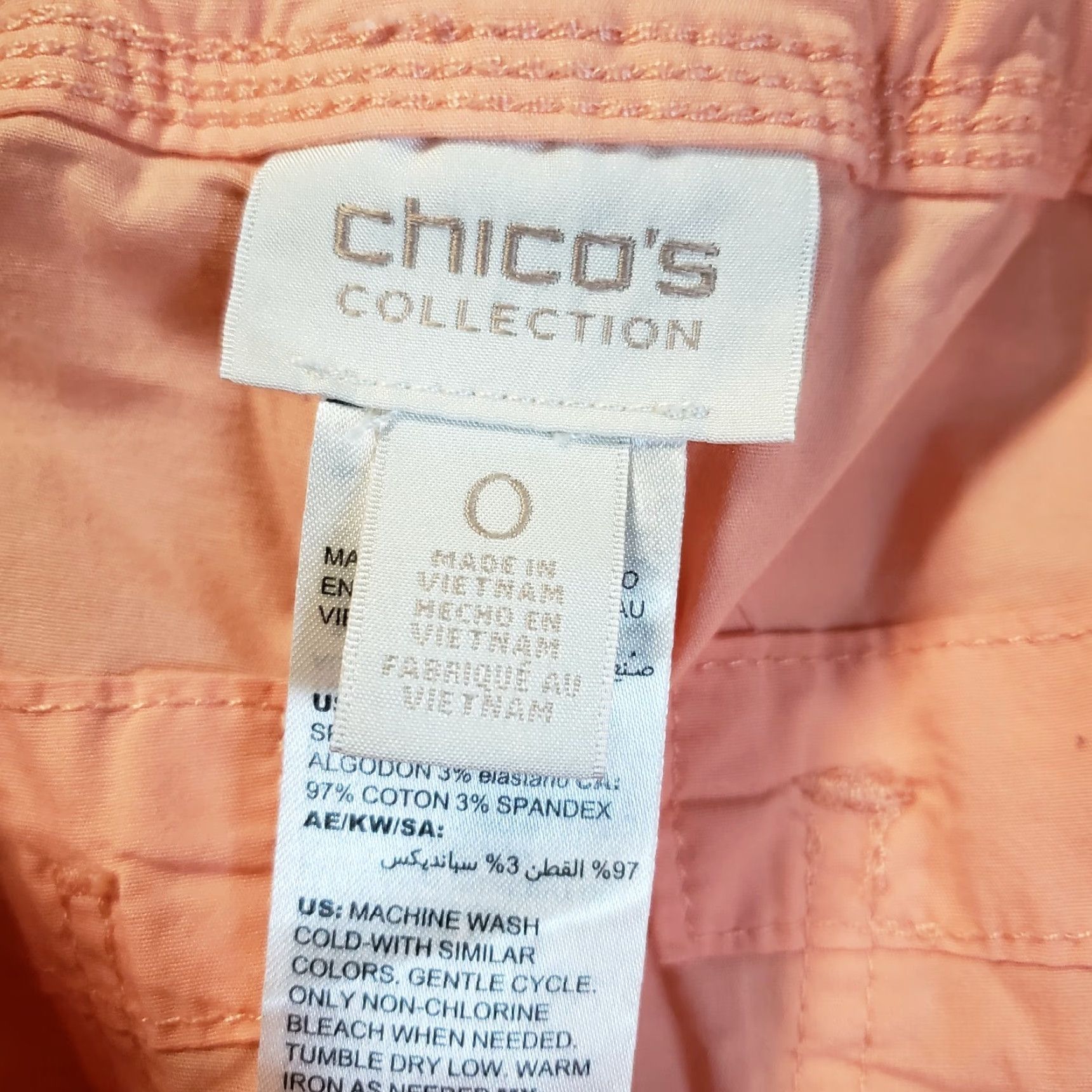 Vintage Chicos Womens Cropped Pants Zip Cotton Blend Mid Rise Orange 4 Inseam 20 Womens Size 27" / US 4 / IT 40 - 7 Thumbnail