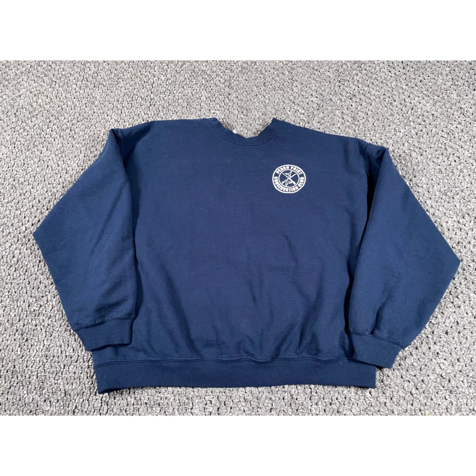 Gildan VINTAGE Retro Michigan Perch Point Conservation Club Sweatshirt Adult XL Dark Blue Boxy Size US XL / EU 56 / 4 - 2 Thumbnail