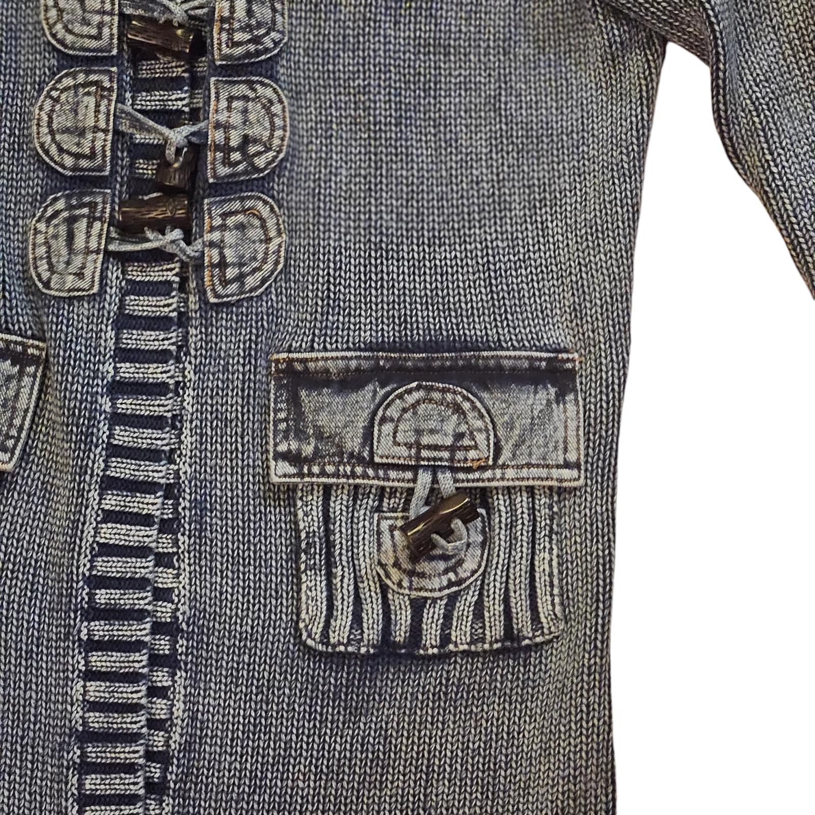 Designer PBJ Blues Hooded Cardigan, Size SM – Distressed Denim Size S / US 4 / IT 40 - 7 Thumbnail