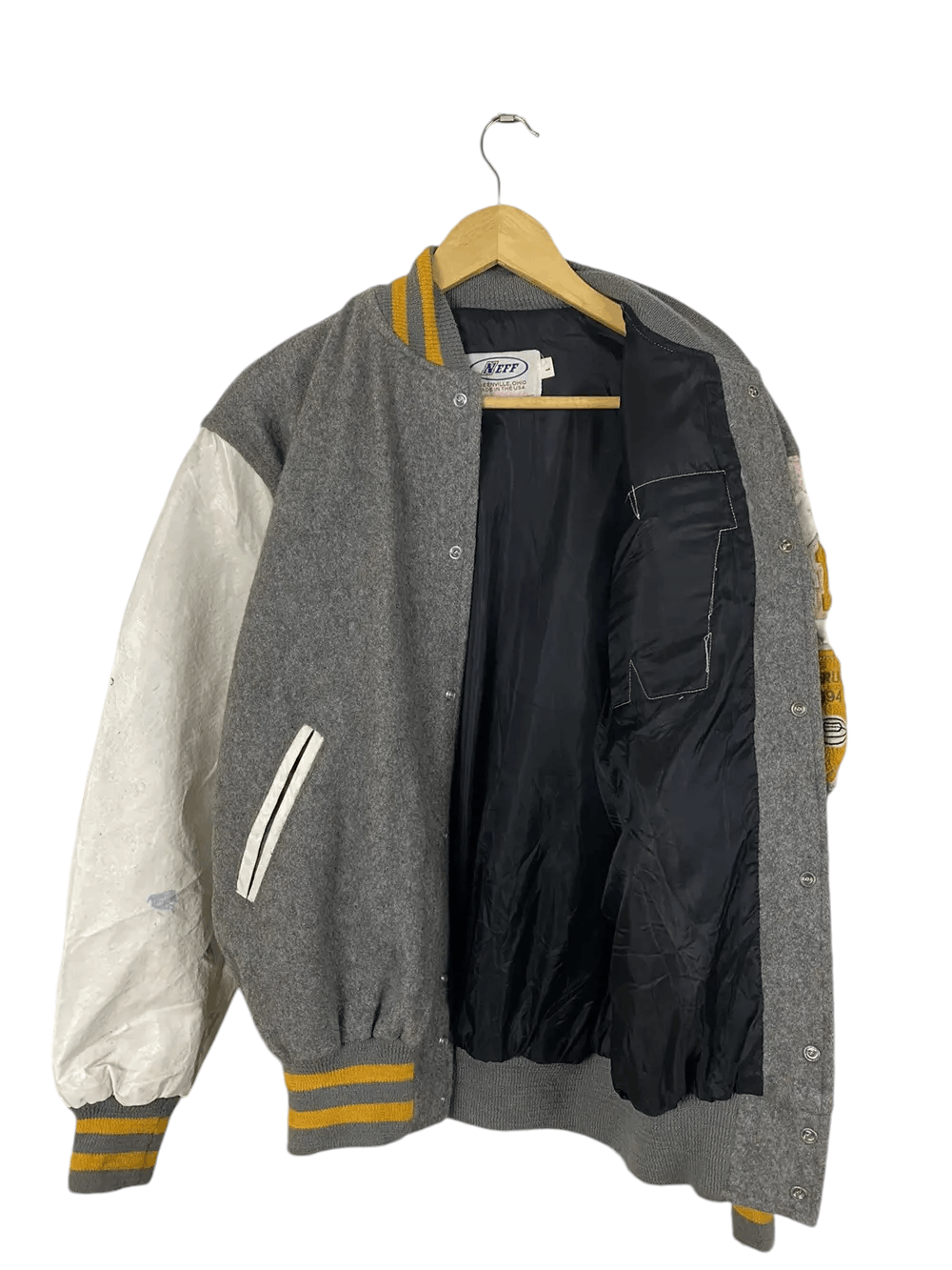 NEFF × Vintage Vintage NEFF Varsity Wool Leather Jacket 1994 Size US XL / EU 56 / 4 - 3 Thumbnail